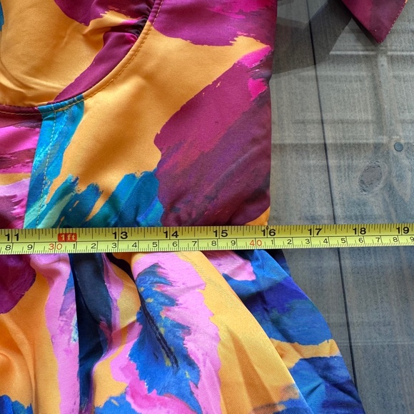 Farm Rio Tropical Floral Printed Colorful Layered Maxi Dress Size L Tie Straps - Picture 12 of 14